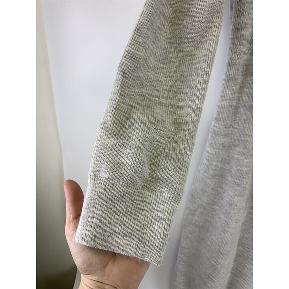 Modern Citizen Long Sleeve Sweater Dress Gray Bodycon Tie Waist Midi Ribbed Med - Picture 2 of 15